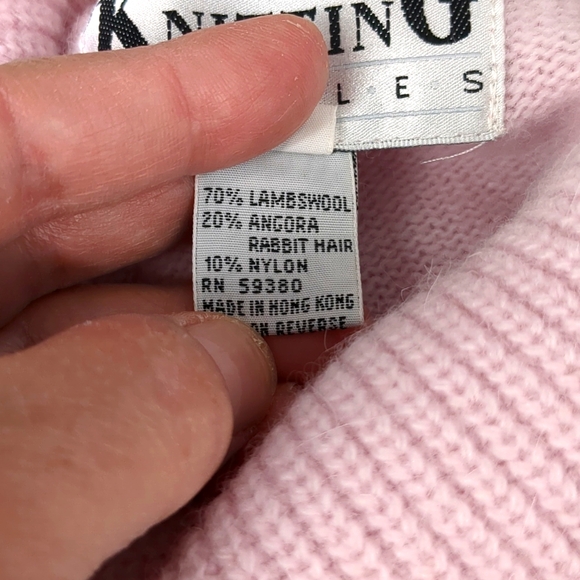 VTG Knitting Needles Lambswool Angora Pink Turtleneck Sweater L New With Tags - Picture 6 of 9